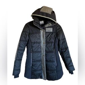 Women’s LUIS TRENKER BERG Hooded Puffer Jacket Size XS NEW Black/Gray